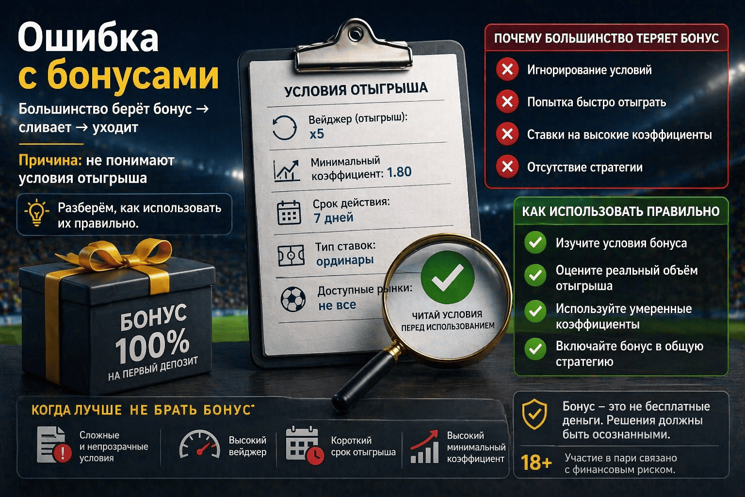 Ошибка с бонусами: почему большинство проигрывает и как правильно их использовать.