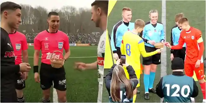 Помните, в Литве футболисты побились пасхальными яйцами? В Минске так тоже разыграли мяч (видео)